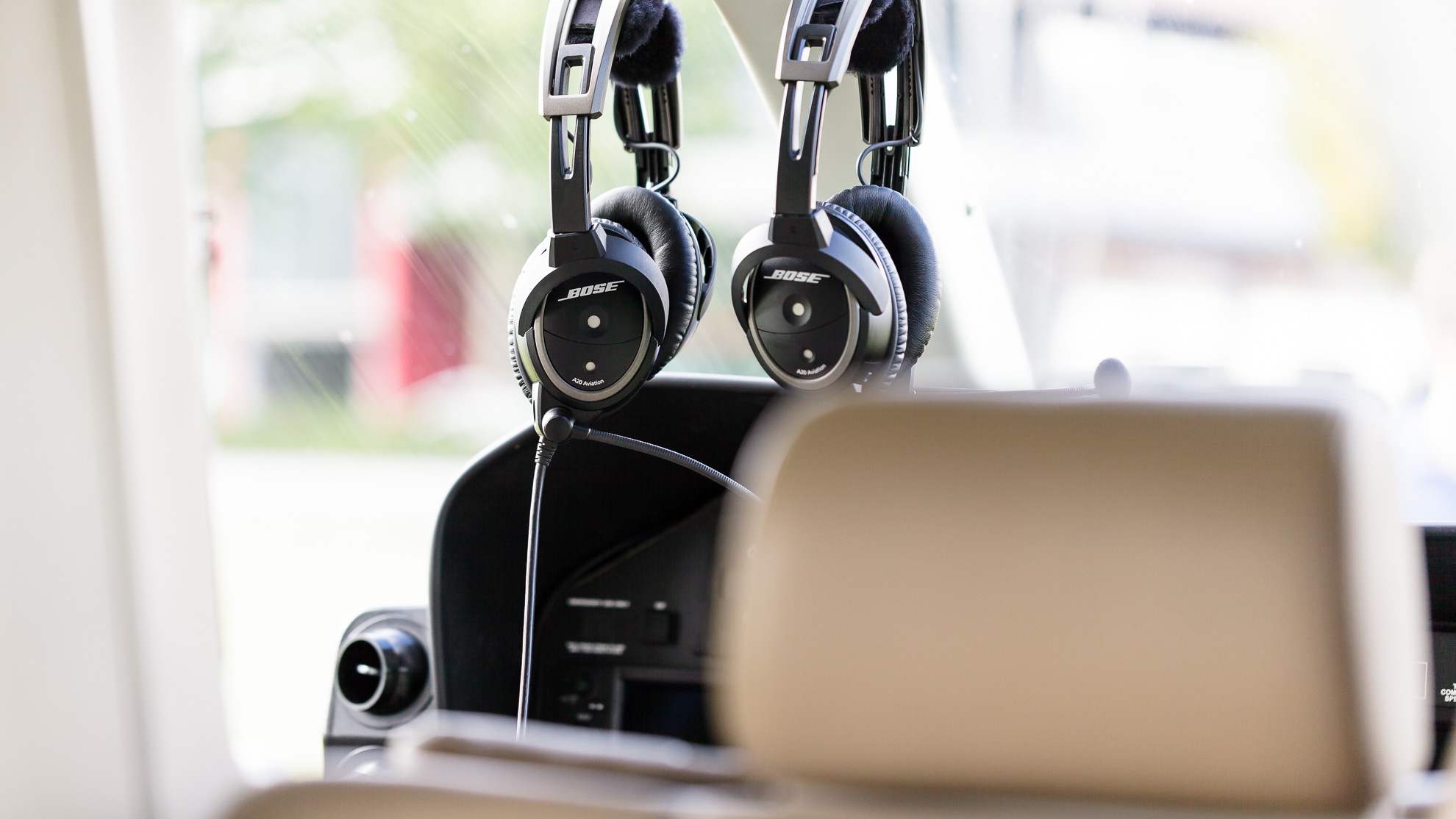 Headsets in der Hubschrauberkabine